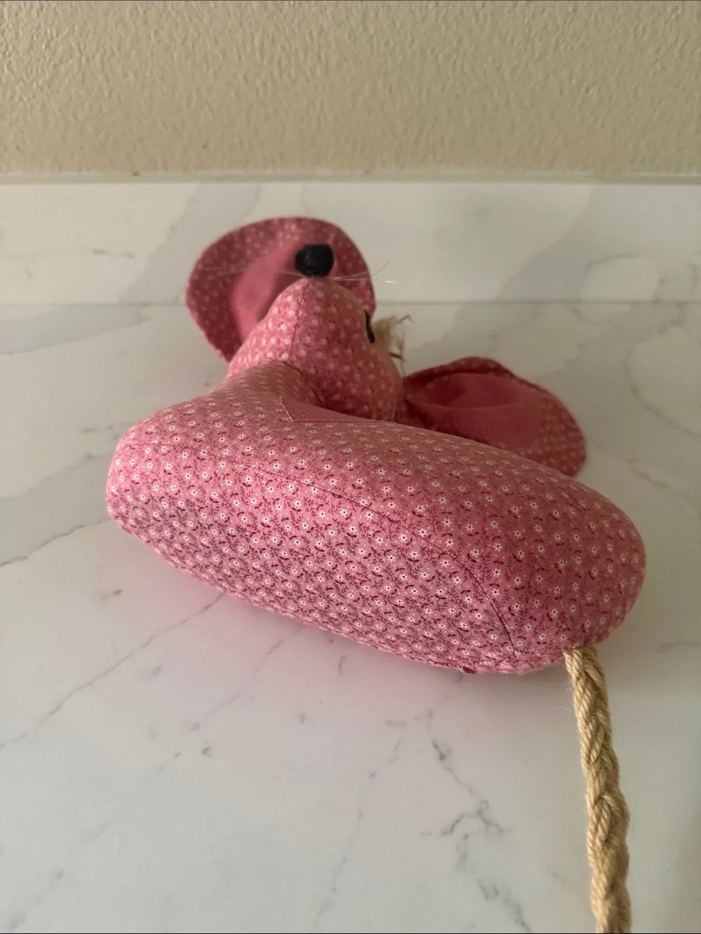 Vintage Calico Mouse Doorstop Handmade